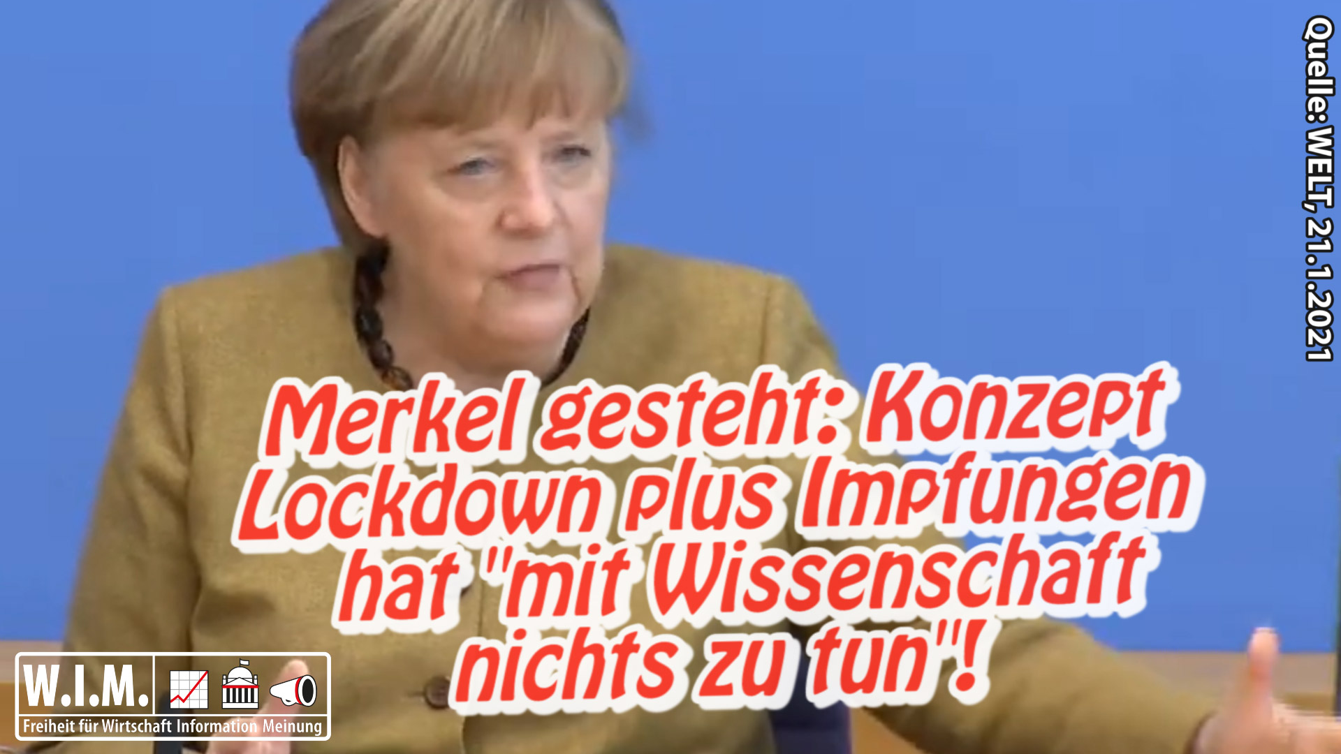 Merkel gesteht: Lockdown und Impfungen haben "mit Wissenschaft nichts zu tun"!